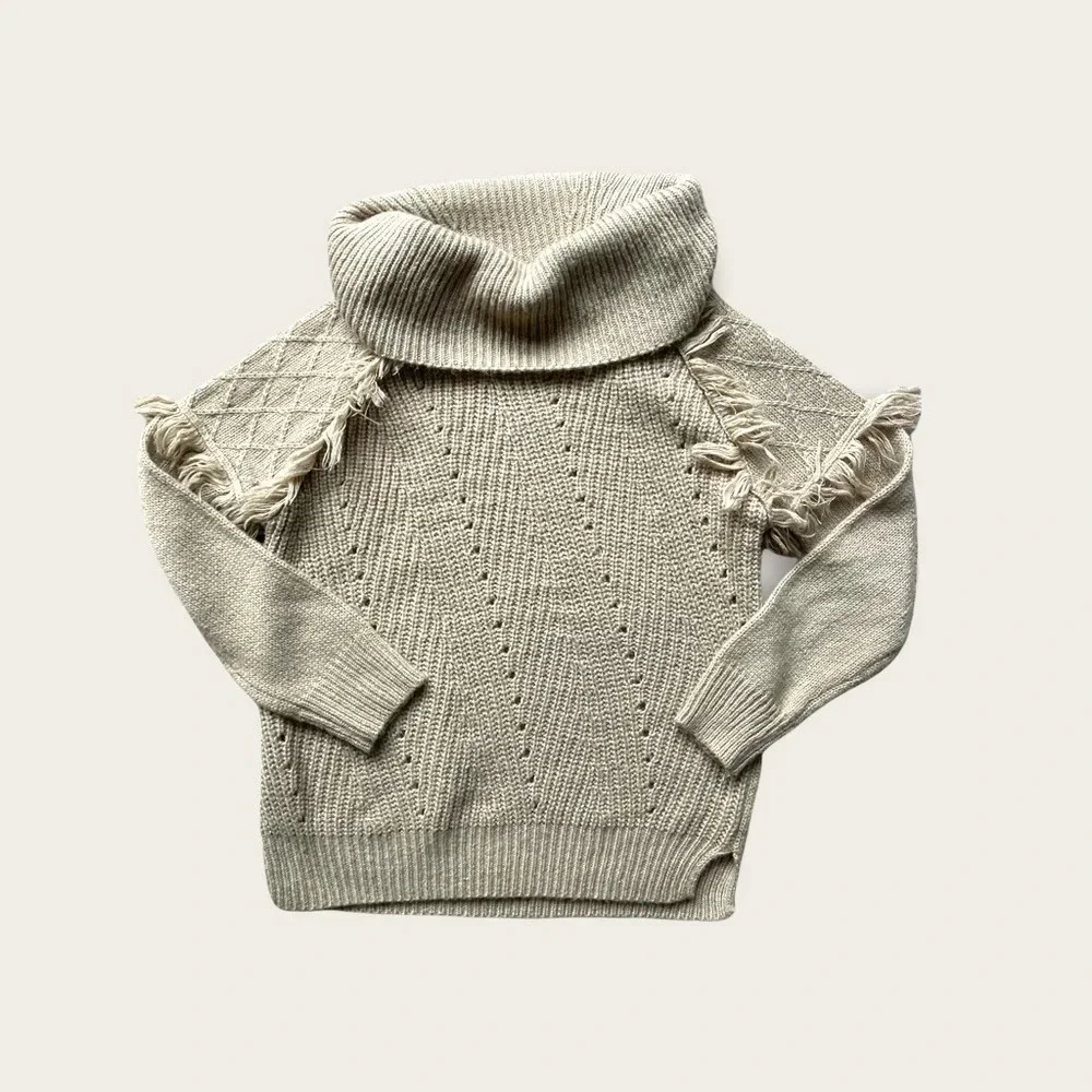 Knox Rose tan chunky knit cowl neck sweater size Med - Picture 2 of 4